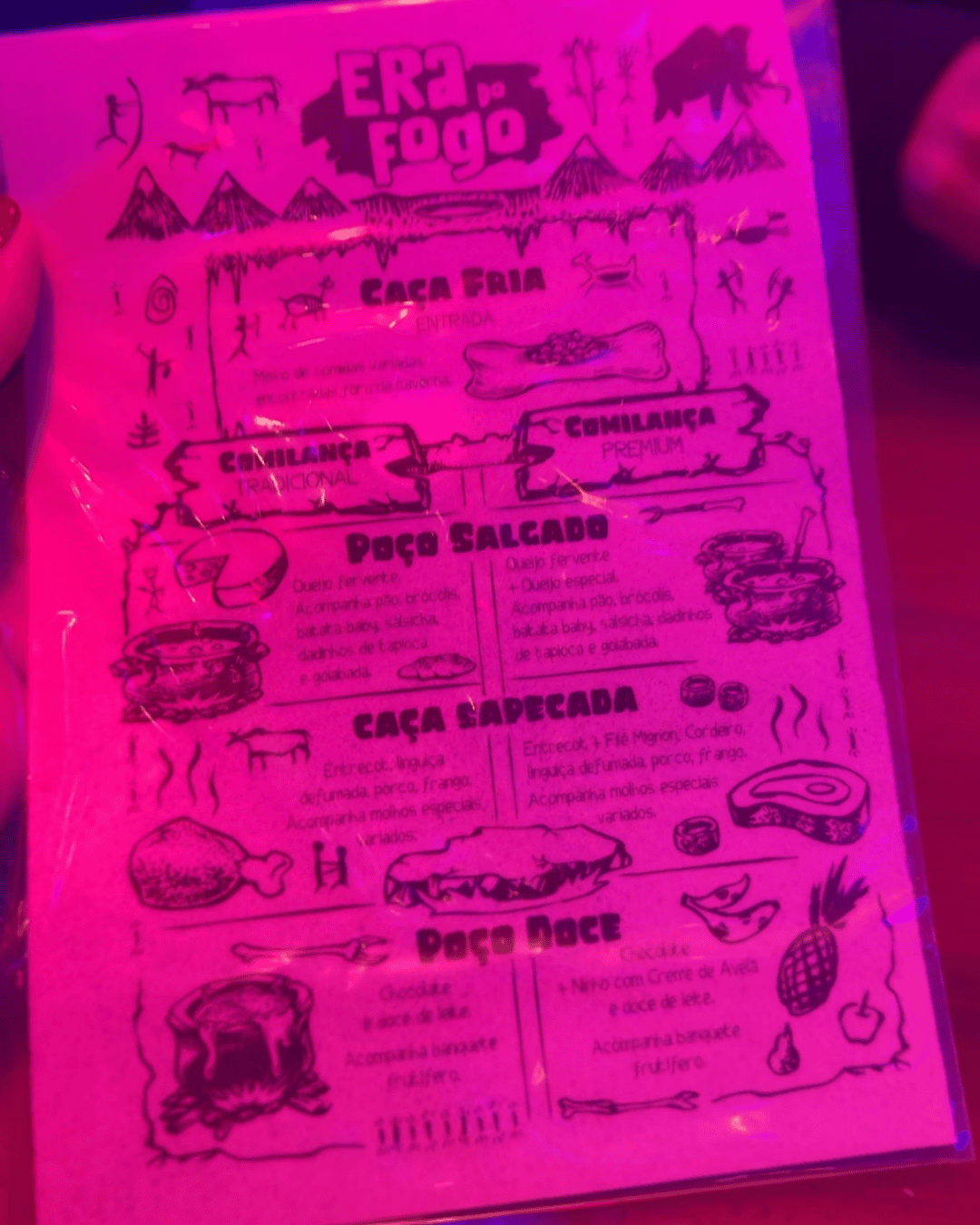 Menu comestivel era do fogo